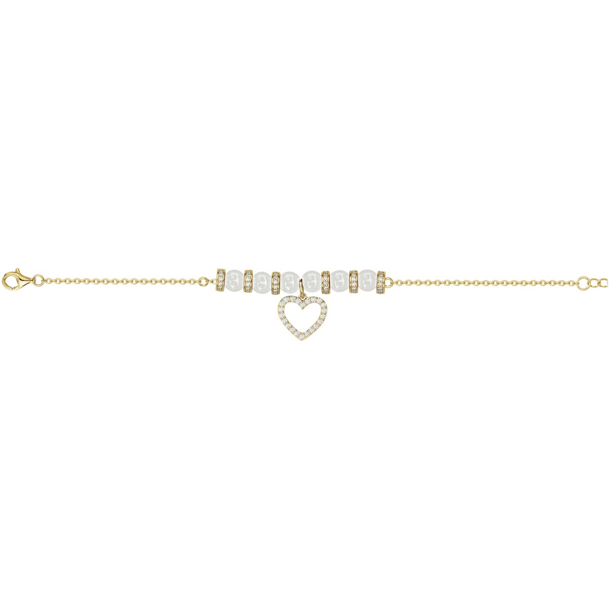 Bracelet souple mono-motif Clara en Plaqué Or avec oxyde de zirconium blanc
