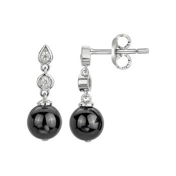 Boucles d'oreilles pendantes Adèle en Argent avec oxyde de zirconium blanc
