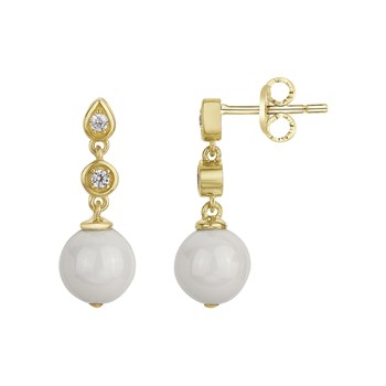 Boucles d'oreilles pendantes Adèle en Plaqué Or avec oxyde de zirconium blanc
