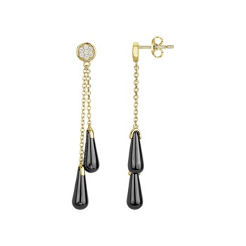 Boucles d'oreilles pendantes Eléa en Plaqué Or avec oxyde de zirconium blanc