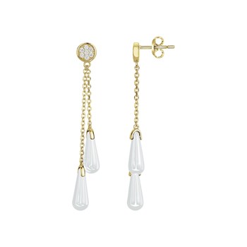 Boucles d'oreilles pendantes Eléa en Plaqué Or avec oxyde de zirconium blanc