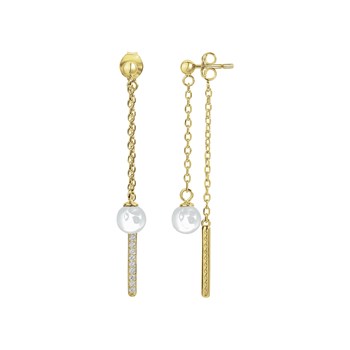 Boucles d'oreilles pendantes Aubrey en Plaqué Or avec oxyde de zirconium blanc