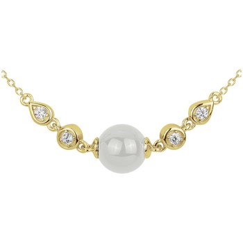 Collier mono-motif Adèle en Plaqué Or avec oxyde de zirconium blanc