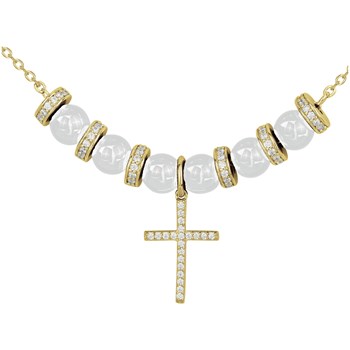 Collier mono-motif Irina en Plaqué Or avec oxyde de zirconium blanc