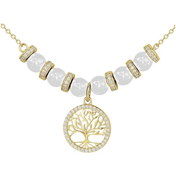 Collier mono-motif Roxane en Plaqué Or avec oxyde de zirconium blanc