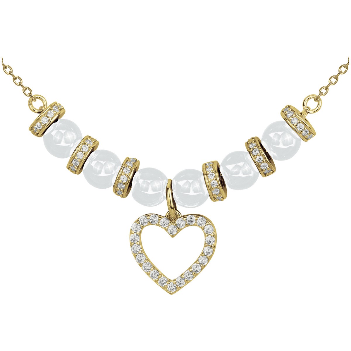 Collier mono-motif Claire en Plaqué Or avec oxyde de zirconium blanc