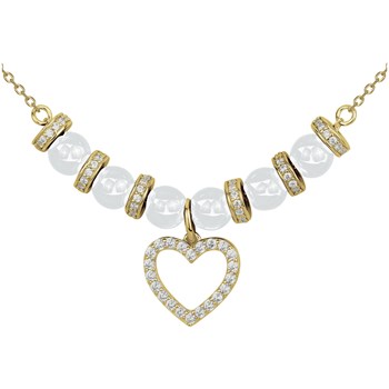 Collier mono-motif Claire en Plaqué Or avec oxyde de zirconium blanc