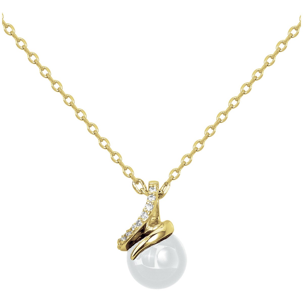 Collier mono-motif Layla en Plaqué Or avec oxyde de zirconium blanc