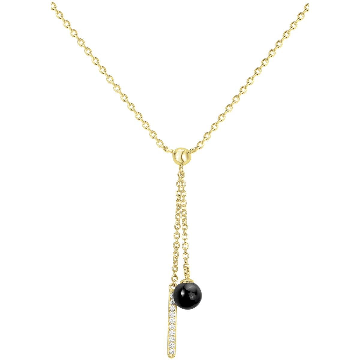 Collier Y Aubrey en Plaqué Or avec oxyde de zirconium blanc