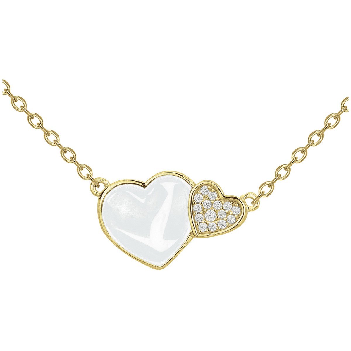 Collier Jade en Plaqué Or avec oxyde de zirconium blanc