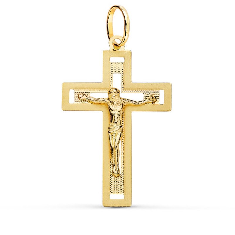 Pendentif - Médaille Christ sur la Croix Or 18 Carats 750/000 Jaune - Chaine Offerte