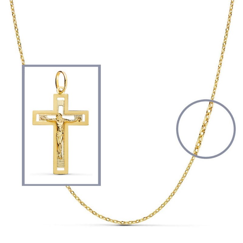 Pendentif - Médaille Christ sur la Croix Or 18 Carats 750/000 Jaune - Chaine Offerte - vue 2