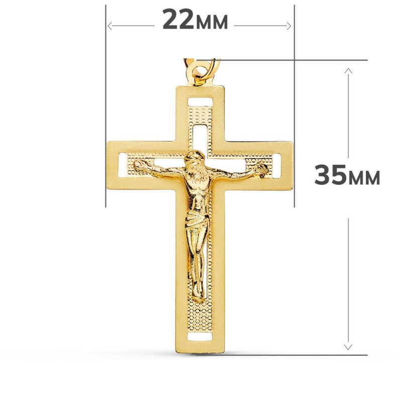 Pendentif - Médaille Christ sur la Croix Or 18 Carats 750/000 Jaune - Chaine Offerte - vue 3