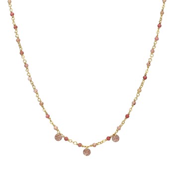 Collier En Argent Doré Pierres Naturelles Quartz Rose Fraise Pampilles Quartz Rose Fraise