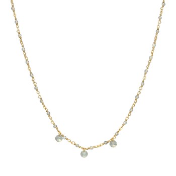 Collier En Argent Doré Pierres Naturelles Labradorite Pampilles Labradorite