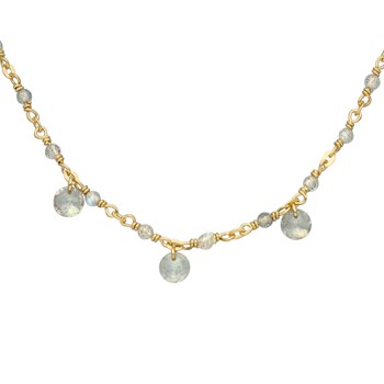 Collier En Argent Doré Pierres Naturelles Labradorite Pampilles Labradorite