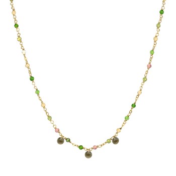 Collier En Argent Doré Pierres Naturelles Tourmaline Pampilles Quartz Fumé