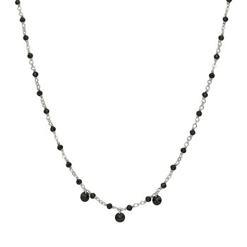 Collier En Argent Rhodié Pierres Naturelles Spinelle Noir Pampilles Spinelle Noir