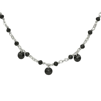 Collier En Argent Rhodié Pierres Naturelles Spinelle Noir Pampilles Spinelle Noir