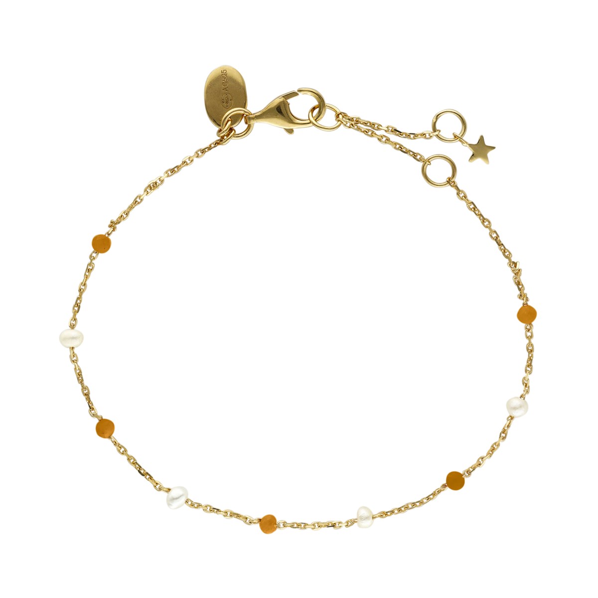 Bracelet En Argent Doré Pierres Naturelles oeil De Tigre Et Perles Naturelles Blanche