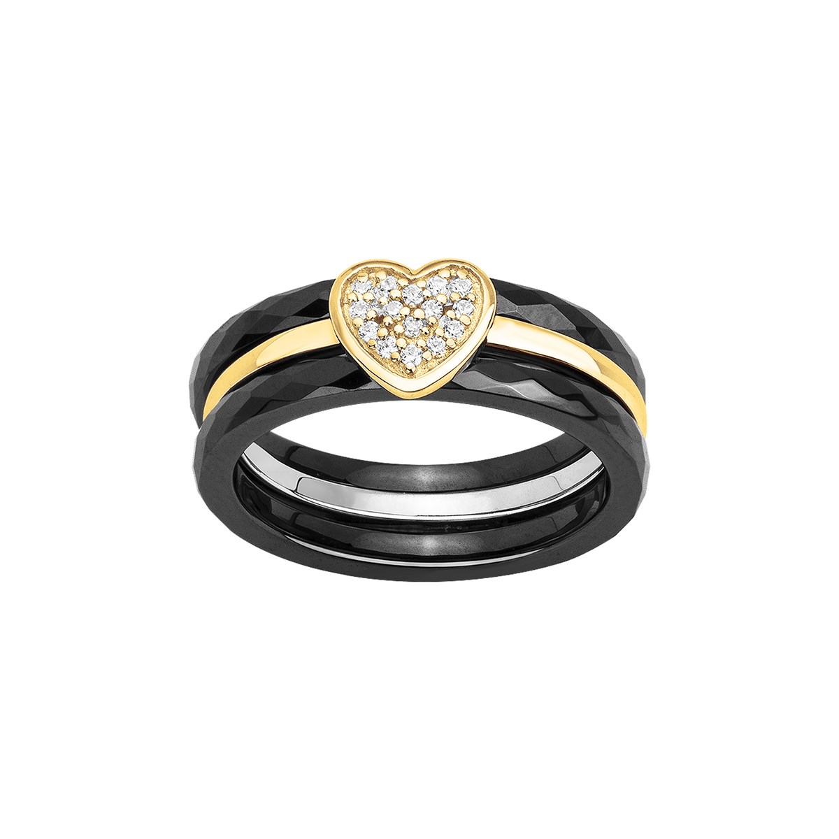 Bague Harper en Plaqué Or avec oxyde de zirconium blanc