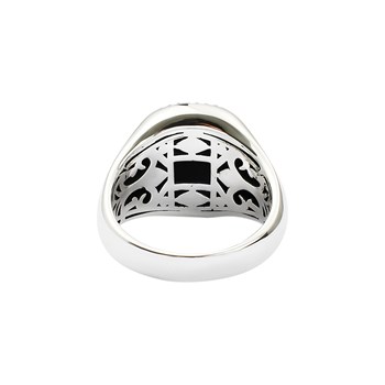 Chevalière Argent Homme Onyx Noir Cavalier D'enfer