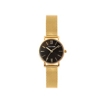 Charlotte - Montre femme - Analogique 3 aiguilles - Boitier de forme ronde en métal - Cadran noir