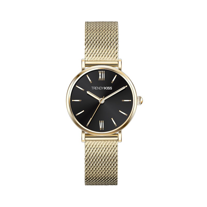 Charlotte - Montre femme - Analogique 3 aiguilles - Boitier de forme ronde en métal - Cadran noir