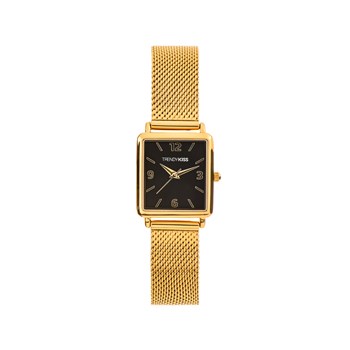 Lydie - Montre femme - Analogique 3 aiguilles - Boitier de forme carrée en métal - Cadran noir