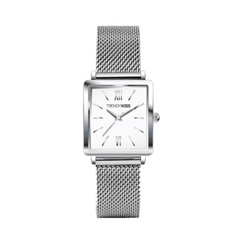 Lydie - Montre femme - Analogique 3 aiguilles - Boitier de forme carrée en métal - Cadran blanc