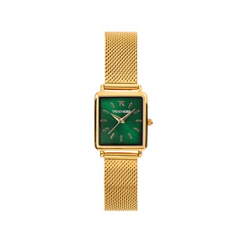 Lydie - Montre femme - Analogique 3 aiguilles - Boitier de forme carrée en métal - Cadran vert