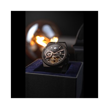 Drake Dual Time Automatic - Montre homme - Mouvement automatique squelette avec fonction 24H - Boitier noir