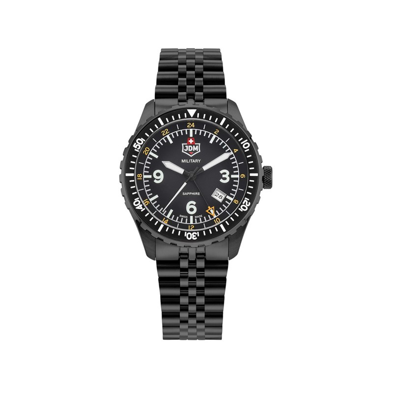 Montre homme - Mouvement Suisse Ronda GMT avec 3 aiguilles et date - Bracelet noir
