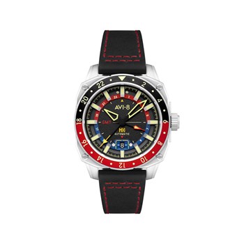HAWKER HUNTER ATLAS GMT AUTOMATIC - Mouvement automatique japonais 24H - Bracelet noir