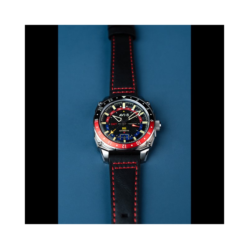 HAWKER HUNTER ATLAS GMT AUTOMATIC - Mouvement automatique japonais 24H - Bracelet noir - vue 2