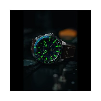 HAWKER HUNTER ATLAS GMT AUTOMATIC - Mouvement automatique japonais 24H - Bracelet marron