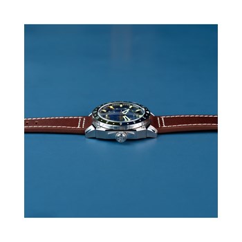 HAWKER HUNTER ATLAS GMT AUTOMATIC - Mouvement automatique japonais 24H - Bracelet marron