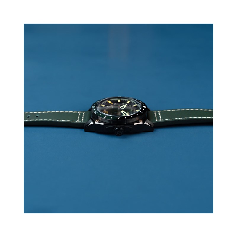 HAWKER HUNTER ATLAS GMT AUTOMATIC - Mouvement automatique japonais 24H - Bracelet vert - vue 5
