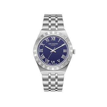JAYDEN - Montre Homme - Analogique Mouvement 3 aiguilles - Boitier rond en métal - Bracelet en métal - Cadran bleu