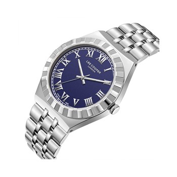 JAYDEN - Montre Homme - Analogique Mouvement 3 aiguilles - Boitier rond en métal - Bracelet en métal - Cadran bleu