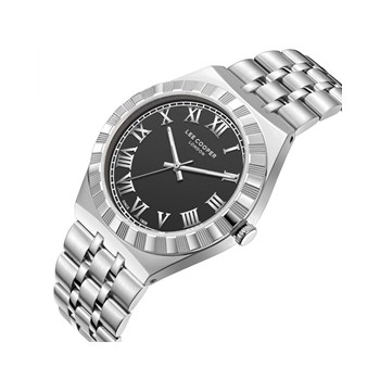 JAYDEN - Montre Homme - Analogique Mouvement 3 aiguilles - Boitier rond en métal - Bracelet en métal - Cadran noir