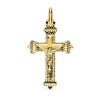 Pendentif - Médaille Christ sur la Croix Or 18 Carats 750 Jaune - Chaine Offerte
