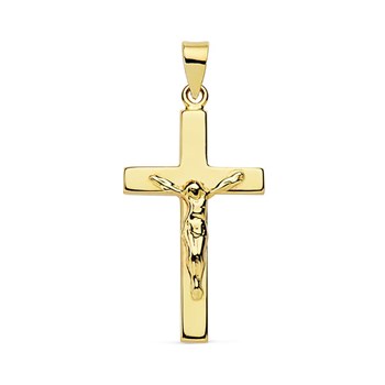 Pendentif - Médaille Christ sur la Croix Or 18 Carats 750 Jaune - Chaine Offerte