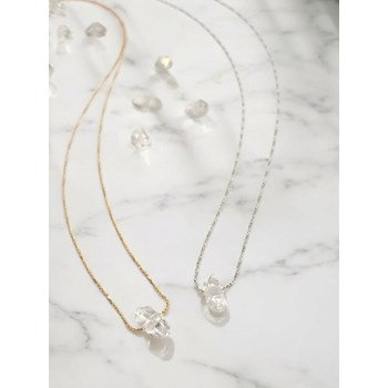 Collier Diamant Herkimer or femme