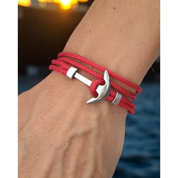 Bracelet ancre rouge homme fait main