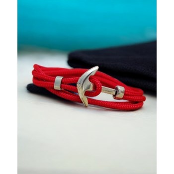 Bracelet ancre rouge homme fait main