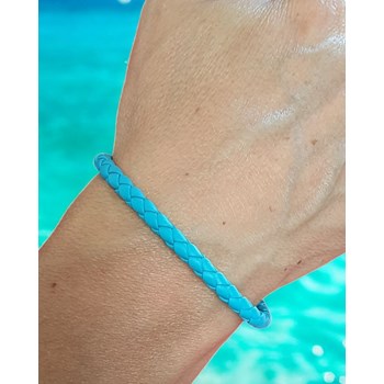 Bracelet cuir tressé homme turquoise Scott fait main