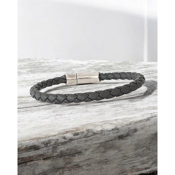 Bracelet cuir tressé homme gris Scott fait main