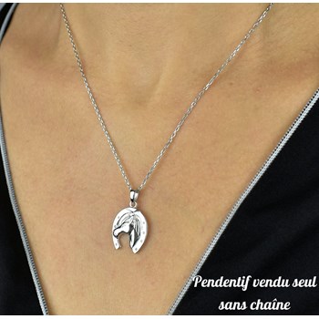 Pendentif fer à cheval porte bonheur Argent 925 Rhodié