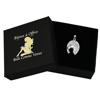 Pendentif fer à cheval porte bonheur Argent 925 Rhodié